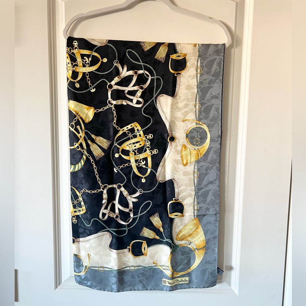 RENATO BALESTRA Italian Large Square Silk Scarf - Picture 4 of 8